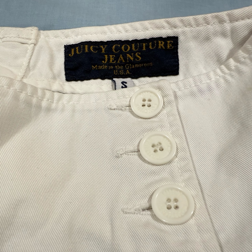 Juicy Couture White Mini Skirt with Front Buttons